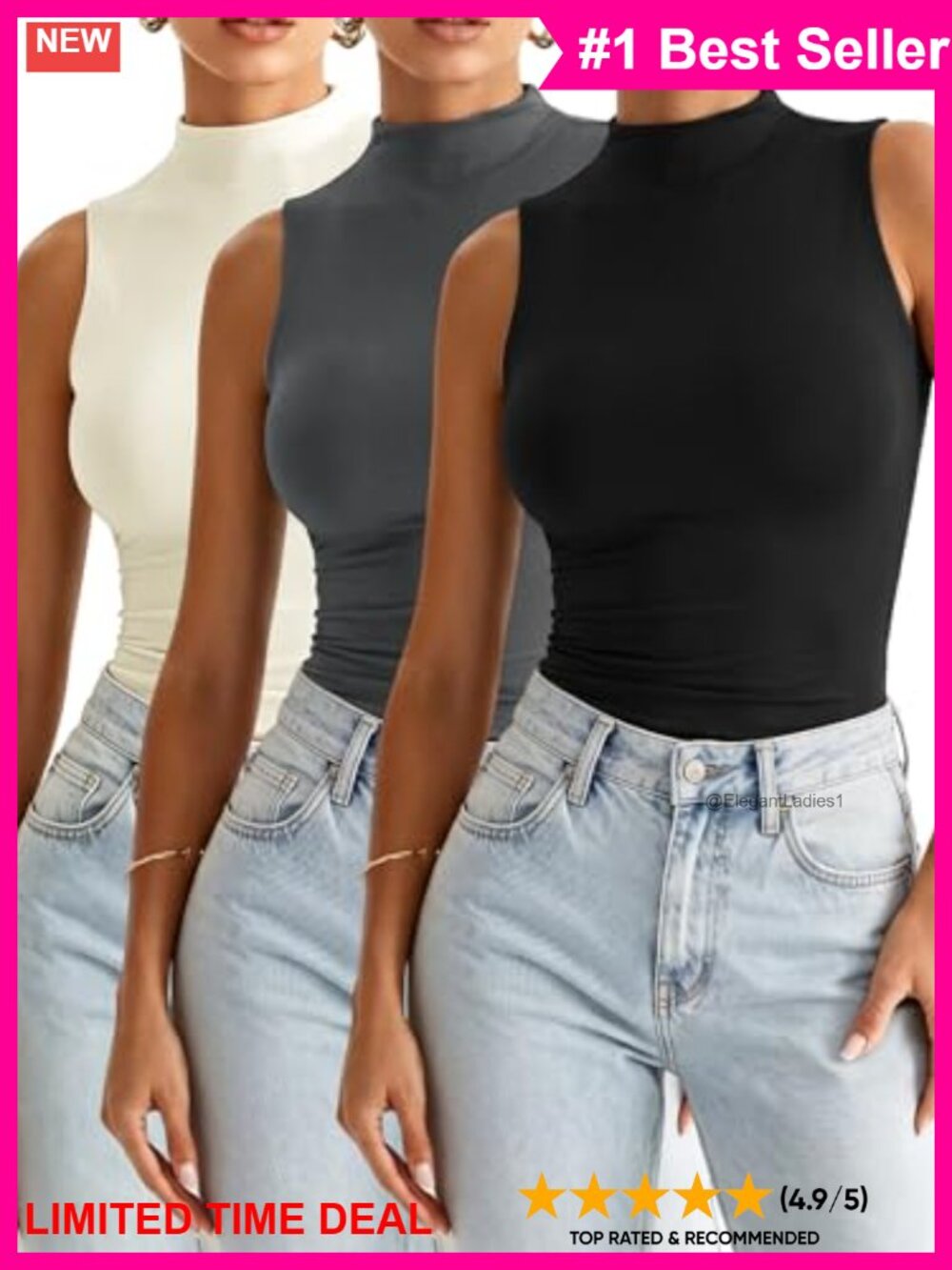 High Neck Mock Neck Tank Top Buttery Soft Layering Everyday Women's Top